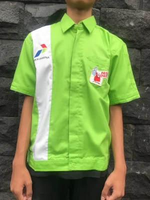 Produk - Kemeja Lengan Pendek Hijau Pertamina - Korpora Uniform - Seragam, Konveksi Seragam Kemeja Lengan Pendek